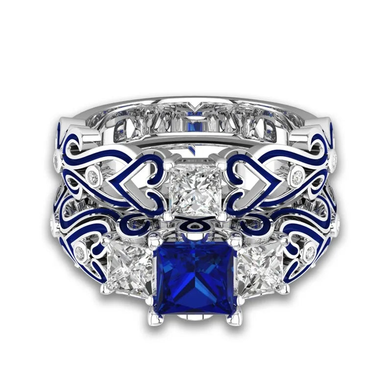 Cellacity Classic Silver Rings for Women Sapphire Ruby Emerald Amethyst Zircon Silver Fine Jewelry Female