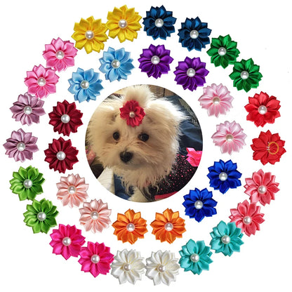 20PCS Pet Bows Dog Hair Bows for Puppy Yorkshirk Small Dogs Hair Accessories Grooming Bows Rubber Bands Dog Bows Pet Supplies