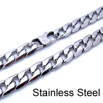 12mm 18'' - 36'' Inches Customize Length Mens High Quality Stainless Steel Necklace Curb Cuban Link Chain Fashion Jewerly