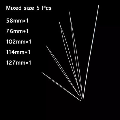 WLYeeS 5Pcs Central Opening Curved Beading Needles Stainless Steel Tools Pins for Bead Threading String Cord Easy Jewelry Making