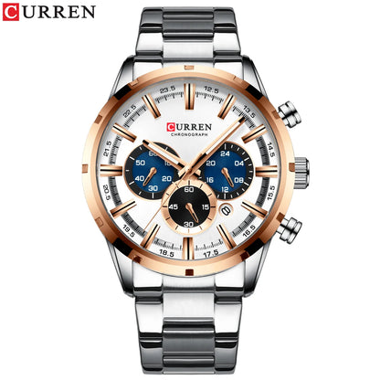 CURREN New Fashion Watches With Stainless Steel Top Brand Luxury Sports Chronograph Quartz Watch Men Relogio Masculino