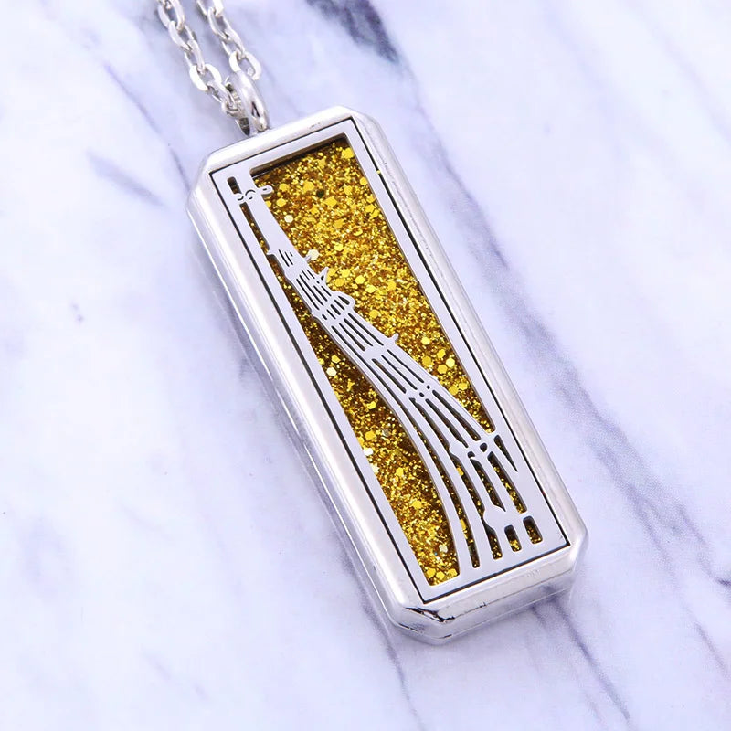 Square Stainless Steel Magnetic Aromatherapy Diffuser Necklace Jewelry Perfume Locket Pendant Essential Oil Locket Necklace