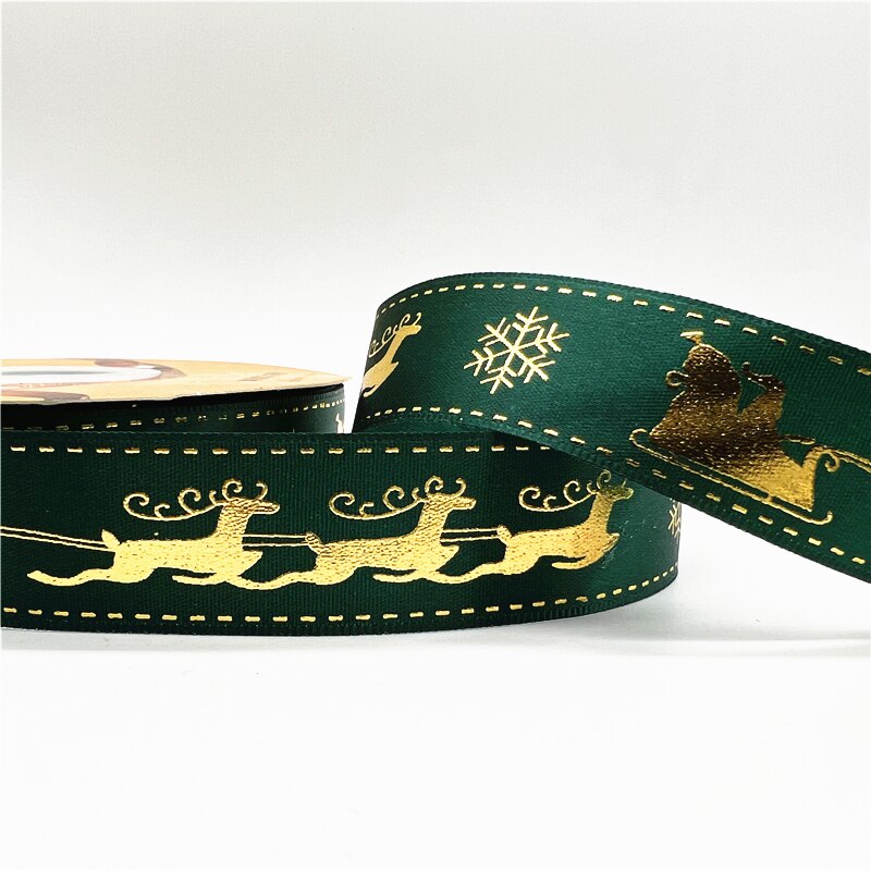 5yards 1inch 25mm Christmas Ribbon Printed Christmas Polyester Ribbon for Handmade Design Christmas Decoration DIY