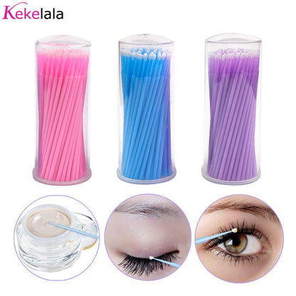 Kekelala 100pcs/Bottle Eyelash Extension Cleaning Swabs Lash Lift Glue Remover Applicators Microblade Makeup Micro Brushes Tool