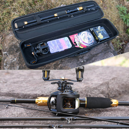 Sougayilang 1.8m 2.1m Baitcsting Rod Full Kit 4 Section M Power Carbon Fishing Rod 100M Fishing Line Lures Hooks Jig Head Pesca
