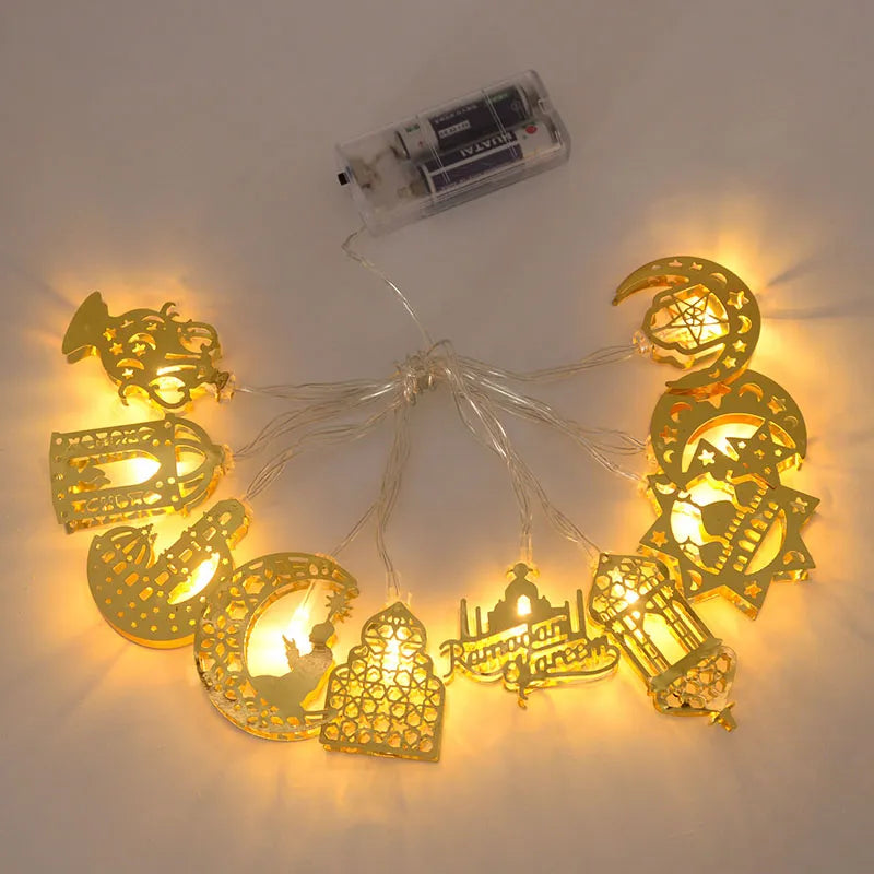 Ramadan Decoration Plastic Lantern Led String Lights Ramadan Kareem Decor Eid Mubarak Al-Fitr Eid Festival Party Supplies