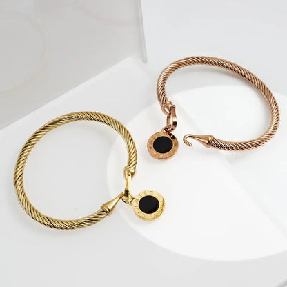 MSX Gold Plating Stainless Steel Bangles Bracelets Vintage Love Roman Numerals Wristband Bracelets Bangles for Men Women
