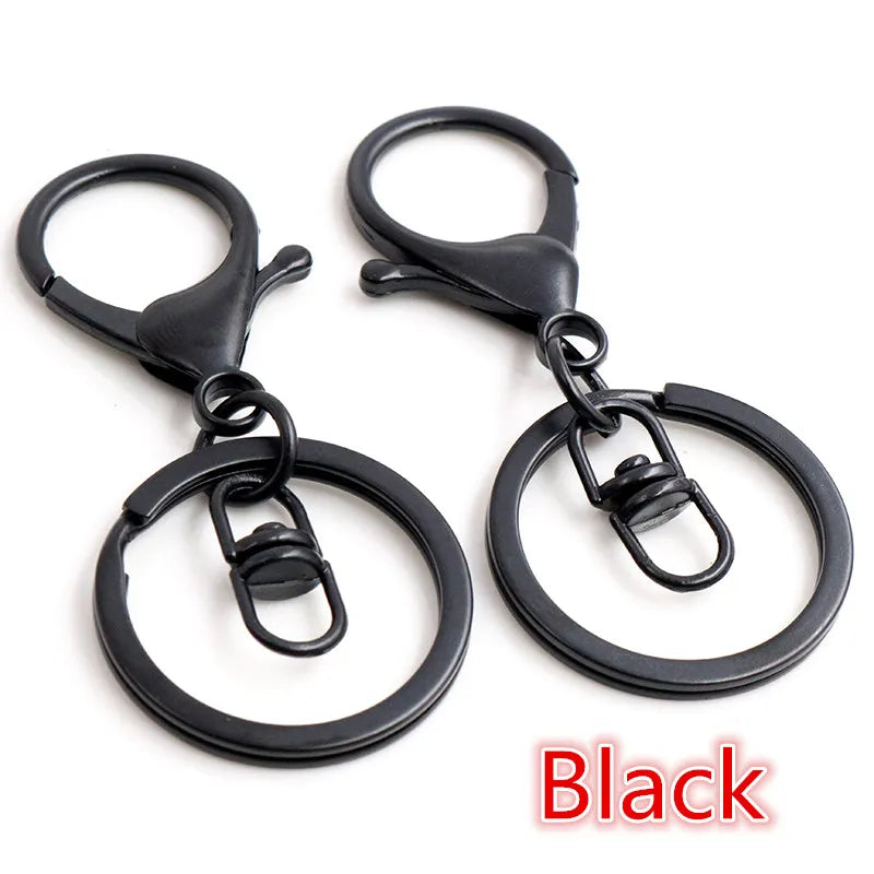 5pcs/Lot 30mm Key Ring Long 70mm Popular Classic 11 Colors Plated Lobster Clasp Key Hook Chain Jewelry Making for Keychain