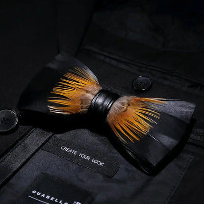 RBOCOTT Feather Bow Ties Men's Luxury Bowtie With Box Fashion Peacock Feather Bow Ties for Men Business Party Wedding