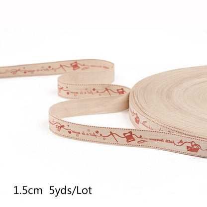 5yards Cartoon Printed Cotton Ribbons Hairbows Christmas Decoration for Home Gif