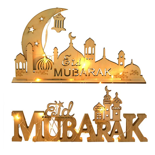 Eid Mubarak Wooden Ornament Ramadan Decorations for Home Islamic Muslim Party Supplies Eid Al Adha Favor Ramadan Kareem