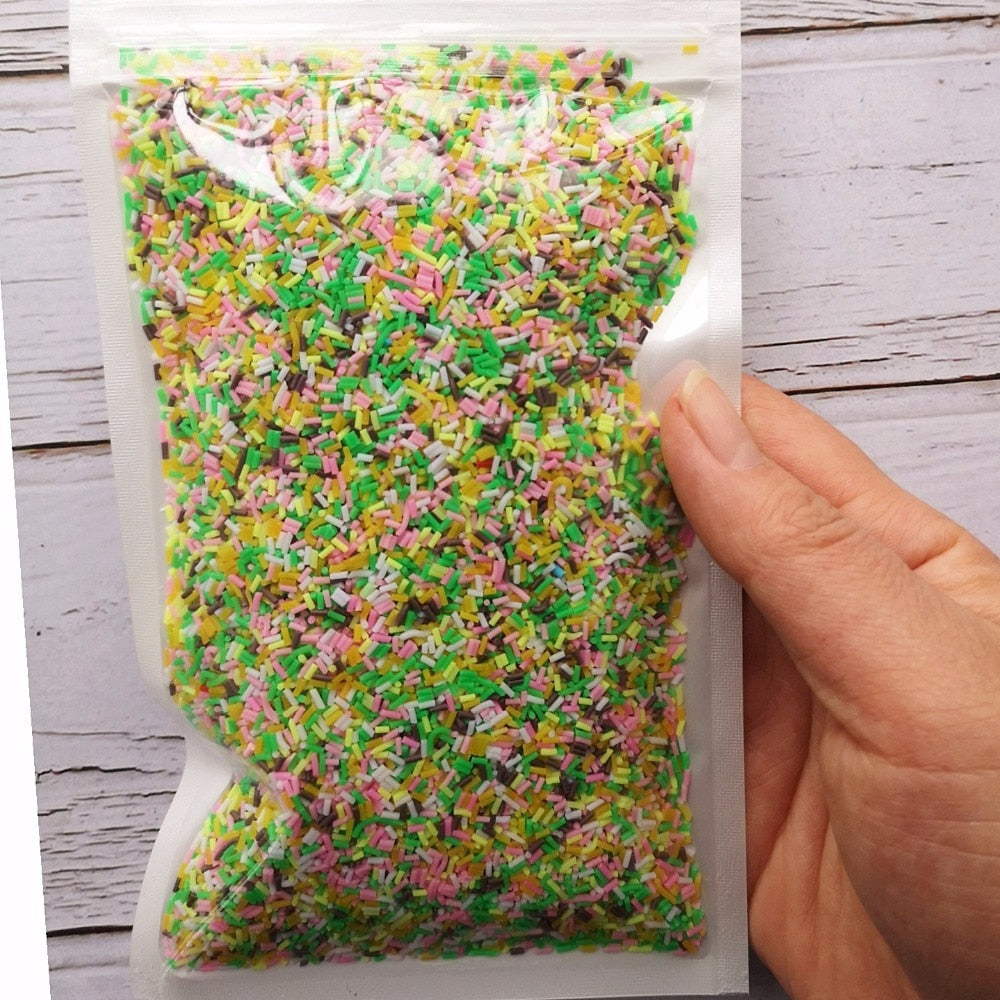 100g/Bag Slime Clay Sprinkles Filler Toys Accessories Candy Fake Cake Dessert Mud Decoration
