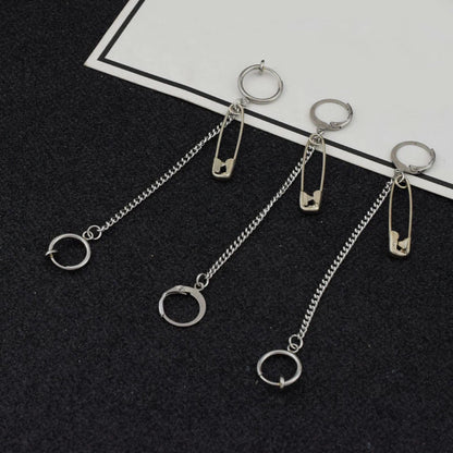 SOHOT Hot Dangle Long Tassel Unisex Hoop Earrings Punk Metal Jewelry Brincos Silver Color Star Cross Pendant Exaggerate Design