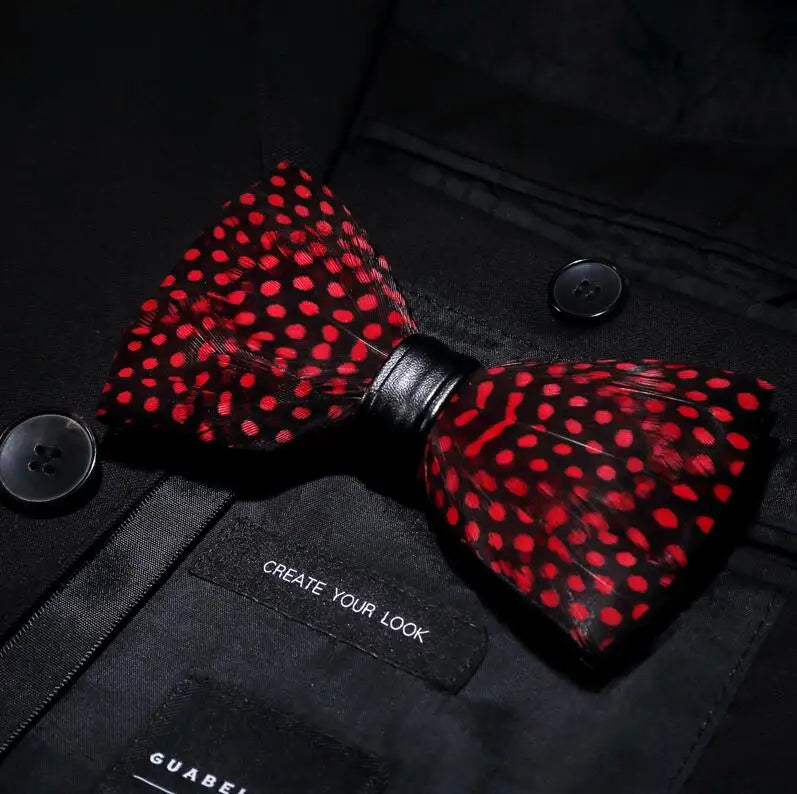 RBOCOTT Feather Bow Ties Men's Luxury Bowtie With Box Fashion Peacock Feather Bow Ties for Men Business Party Wedding