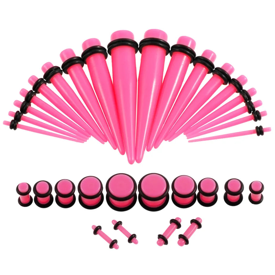 36pcs/Lot Acrylic Ear Gauge Taper and Plug Stretching Kits Mixed Color Ear Flesh Tunnel Expansion Body Piercing Jewelry 14g-00g