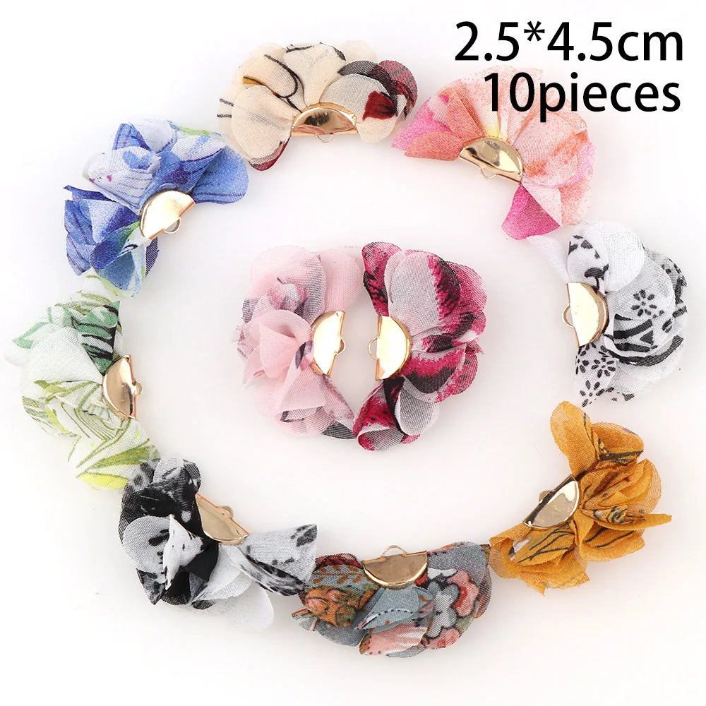 10~30pcs Mixed Types Tassel Findings Flower Silk Polyester Charms Pendant Drop Earring Tassel for Jewelry DIY Graft Making