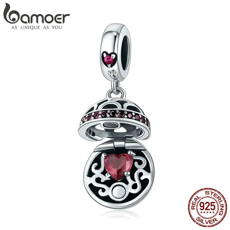 BAMOER Authentic 925 Sterling Silver Dangle Ball Charm Pendant Fit Women Charm Bracelet & Necklaces Jewelry SCC689