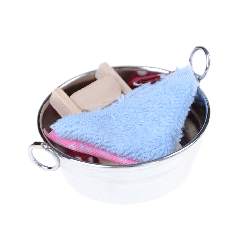 Towel Rack Shower Faucet Tissue Toothbrush Toothpaste Cup Baskets Hair Dryer 1/12 DIY Dollhouse Bathroom Furniture Accessories