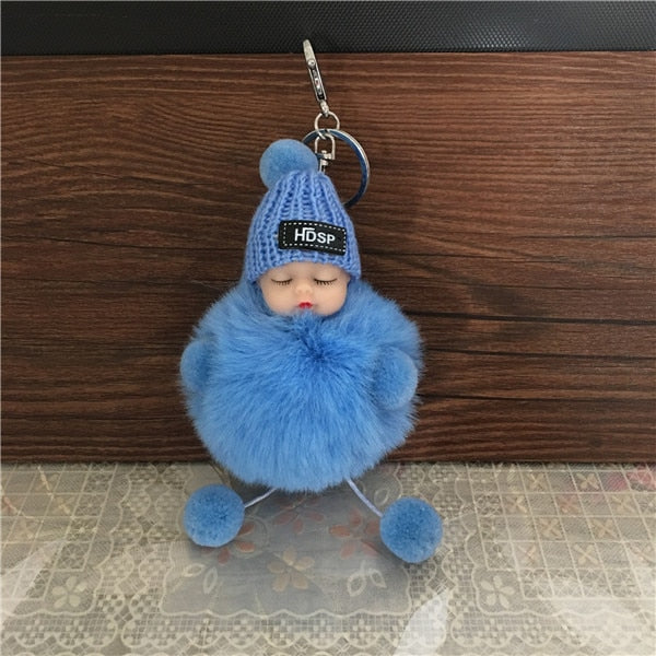 1PCS Cute Cartoon Doll Keychain Fur Ball Plush KeyChain Keyring Women Handbag Car Key Holder Bag Pendant Toys for Kids