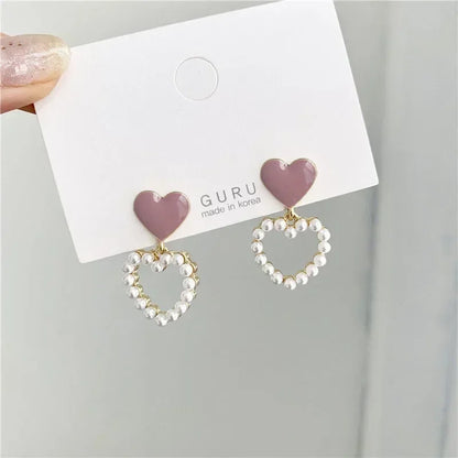 Korean Jewelry Fresh Cute Hook Drop Oil Flower Stud Earrings Crystal Earring for Women
