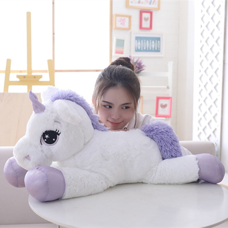 Giant Size 110/60cm Kawaii Unicorn Plush Toy Soft Stuffed Popular Cartoon Doll Animal Horse High Quality Toys for Children Girls