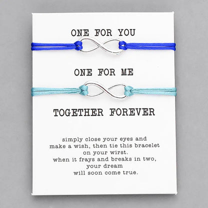 Pipitree 2pcs/Set Together Forever Love Infinity Bracelet for Lovers Red String Couple Bracelets Women Men's Wish Jewelry