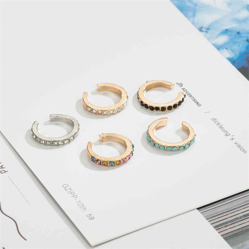 Modyle Vintage Clip on Earrings Crystal Ear Cuff Non Pierced Earrings Nose Ring New Women Earrings Punk Rock Earcuff