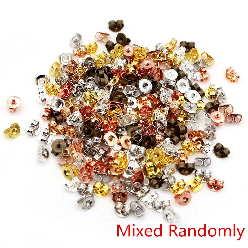 100pcs High Quality 925 Silver Plated Rose Gold Color Copper Earring Back Plug Earring Settings Base Ear Studs Back Whole Sale