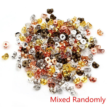 100pcs High Quality 925 Silver Plated Rose Gold Color Copper Earring Back Plug Earring Settings Base Ear Studs Back Whole Sale