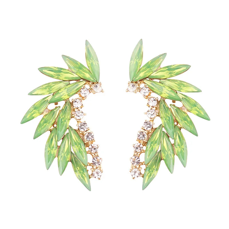 LUBOV Shining Rhinestone Wings Stud Earrings Acrylic Crystal Stone Women Piercing Earrings Trendy Wedding Jewelry Christmas