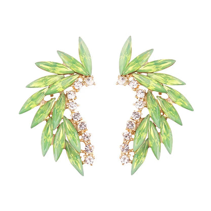 LUBOV Shining Rhinestone Wings Stud Earrings Acrylic Crystal Stone Women Piercing Earrings Trendy Wedding Jewelry Christmas