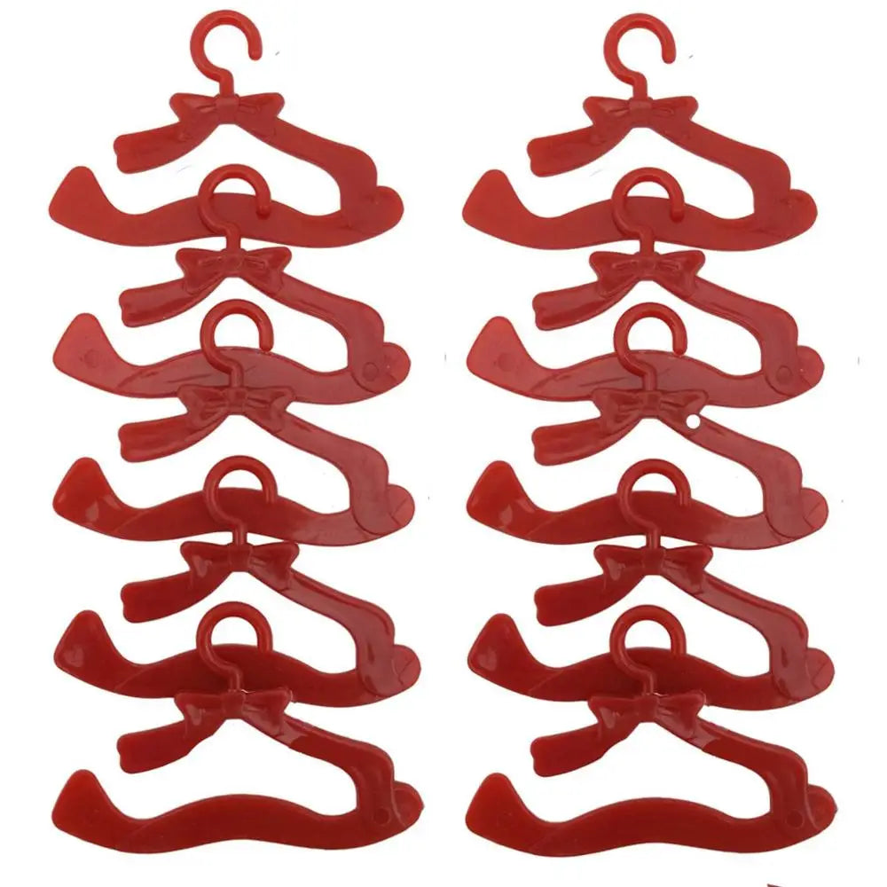 10 Pcs/Lot Dolls Accessories Mini Pink Purple Grey Wardrobe Dollhouse Dress Clothes Plastic Hangers for Barbie Doll Kid Toy