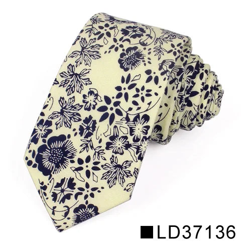 New Floral Tie for Men Women Skinny Cotton Neck Tie for Wedding Casual Mens Neckties Classic Suits Flower Print Neck Ties Cravat