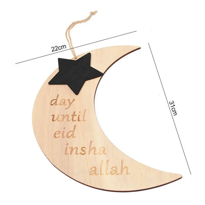 EID Mubarak Wooden Pendant With LED Candles Light Ramadan Decorations for Home Islamic Muslim Party Eid Decor Kareem Ramadan