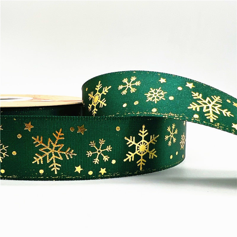 5yards 1inch 25mm Christmas Ribbon Printed Christmas Polyester Ribbon for Handmade Design Christmas Decoration DIY