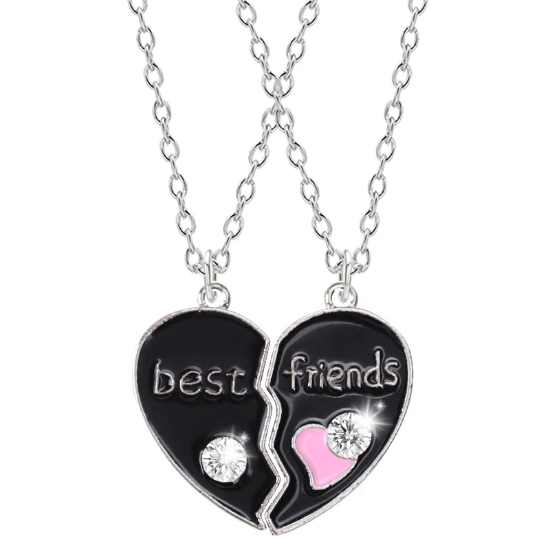 Best Friends Necklace for Women Couple Pendants Jewelry 2 Pcs/ Set Korean Fashion Harajuku Accessories