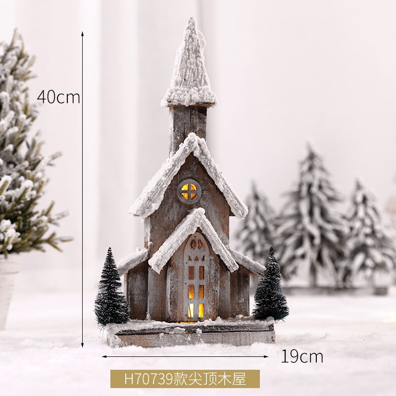Creative Christmas Wooden Decorative House Pendant Simulation Street Light Model Light Christmas Party Home Decoration Navidad