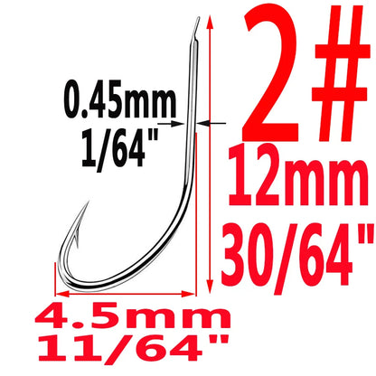 100pcs/Bag Iseama Circle Carp Eyed Fishing Hook Size 1# to 14# Ring Eye Japan High-Carbon Steel Fish Hook