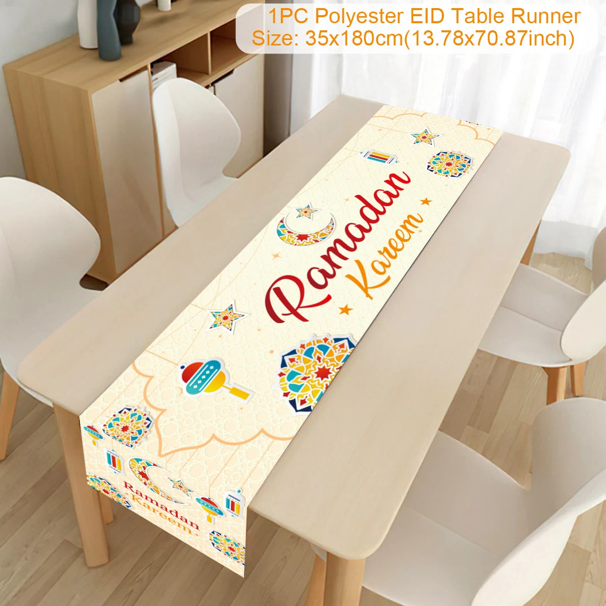 Ramadan Decor Table Runner EID Mubarak Decoration 2024 for Home Tablecloth Ramadan Kareem Islamic Muslim Party Eid Al Adha