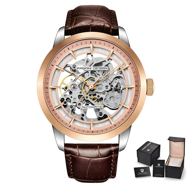 PAGANI DESIGN Brand 2019 Skeleton Hollow Leather Men's Wrist Watches Luxury Mechanical Male Clock New Relogio Masculino
