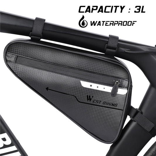 WEST BIKING Waterproof Cycling Tube Bags 3L MTB Road Bike Triangle Bag Cycling Frame Front Bags Repair Tools Pannier Bicycle Bag