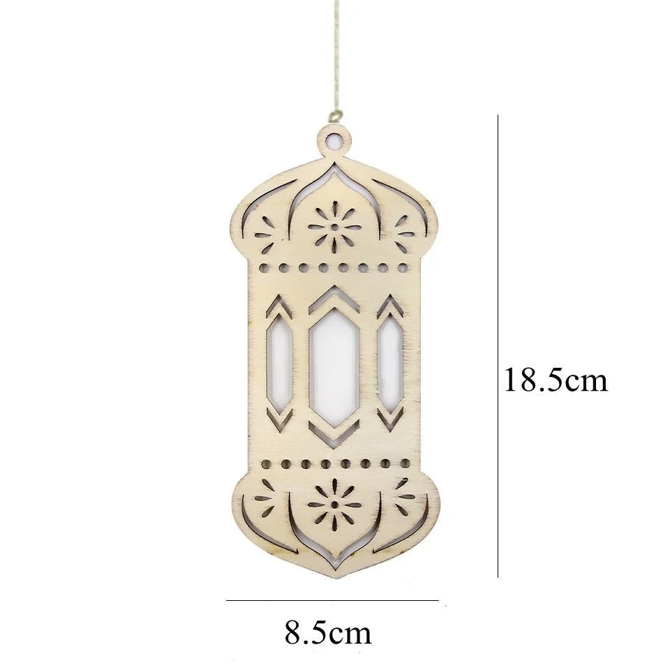 Eid Ramadan Wooden Hanging Ornaments for Ramadan Kareem DIY Wreath Supplies Islam Party Metal Ring Wreath Party Decorations