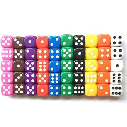 10Pcs High Quality 16mm Multi Color Six Sided Spot D6 Playing Games Opaque Point Dice for Bar Pub Club Party Board Game