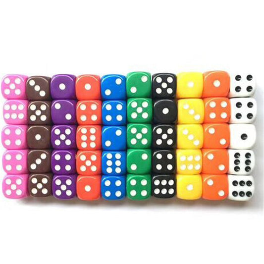10Pcs High Quality 16mm Multi Color Six Sided Spot D6 Playing Games Opaque Point Dice for Bar Pub Club Party Board Game