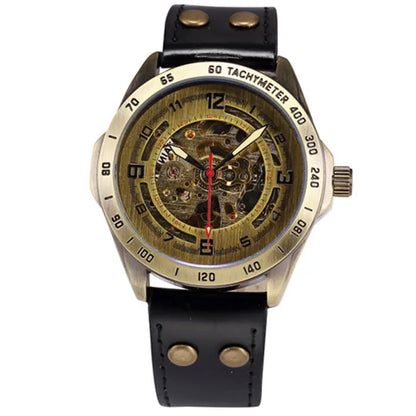 Men Watch Skeleton Automatic Mechanical Male Clock Top Brand Luxury Retro Bronze Sport Military Wristwatch Relogio Masculino