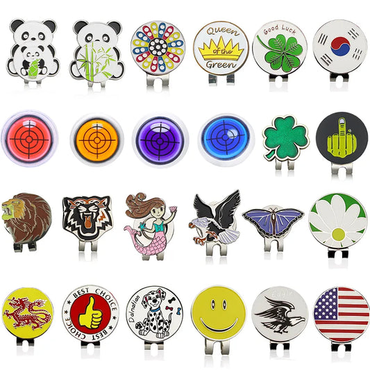 1pcs Golf Ball Maker 24 Kinds for Choice, With Golf Hat Visor Clips, Golf Marker