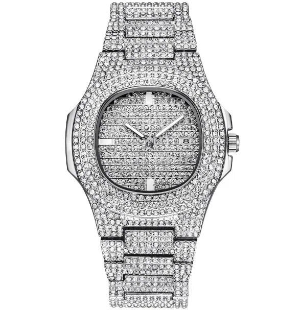 New 2021 ICE Out Role Hip Hop Watch Diamond Watch Men Silver Steel Mens Quartz Watches Waterproof Relogio Masculino