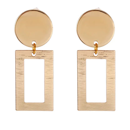 Simple Fashion Gold Color Silver Plated Geometric Big Round Clip Earrings for Women Fashion Big Hollow Ear Clip Jewelry
