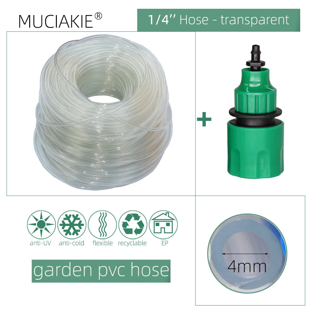 10/20/25/40 Meter 4/7mm Garden Water Hose With Quick Connector Micro Drip Misting Irrigation Tubing Pipe PVC Hose 1/4'' New Hose