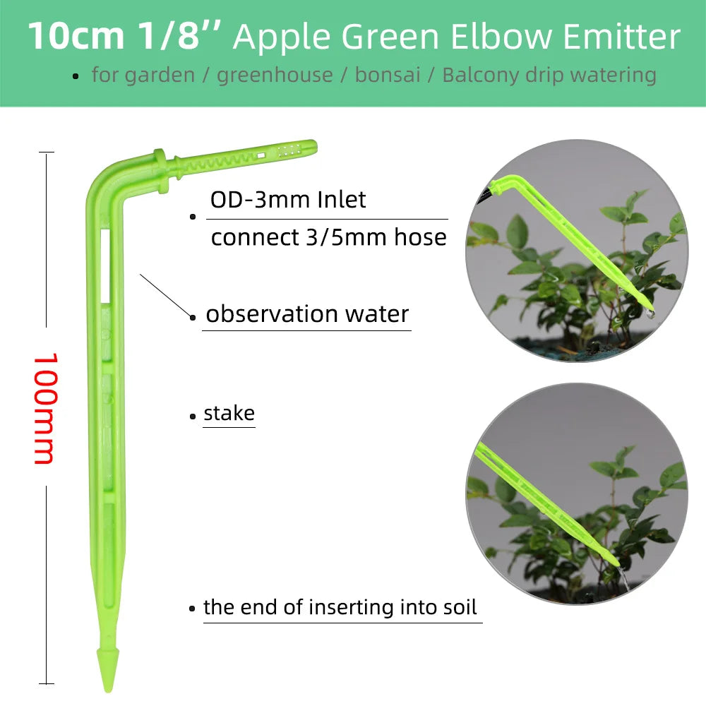 MUCIAKIE Garden Drip Irrigation Kit Micro Watering Elbow Drippers System for Greenhouse Pot Plants 1/8'' 3/5mm Hose Set 2/4 Ways